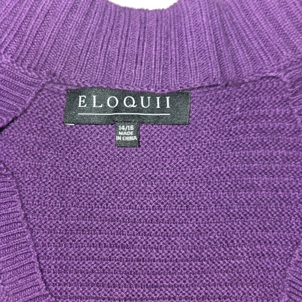 Eloquii Ribbed Sweater 14-16 Large Purple chunky  V Neck sweater  Plus Size - Picture 5 of 6